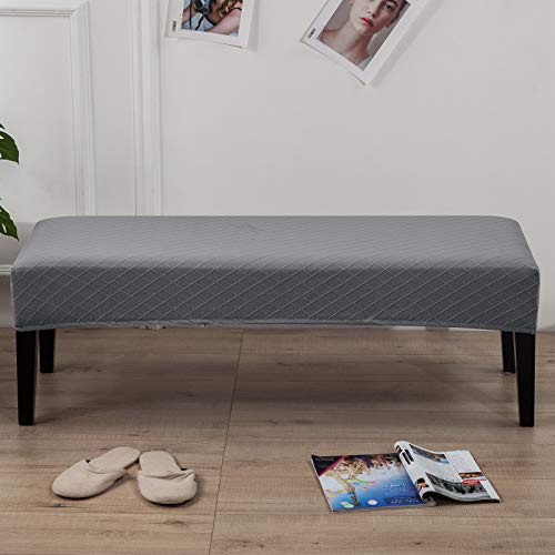 Image of SearchI Dining Bench Cover, Stretch Washable Long Bench Seat Covers, Rectangle Dining Table Bench Slipover for Dining Room, Living Room, Kitchen(Dark Gray)