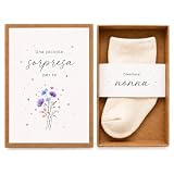 MilaBoo Annuncio di gravidanza con scatola regalo con calzini per neonato, regalo per l'annuncio di gravidanza, annuncio di nascita per i nonni, fatto a mano in italiano (nonna - italiano)