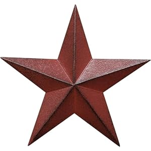 Metal Barn Star 24 Galvanized Hanging Star Farmhouse Wall Decor Country Rustic Primitive Stars for House Decor Barn Stars for Outside Amish Distressed Tin Stars Primitive Wall Decor Burgundy