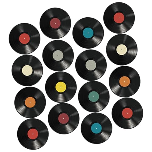 Kisangel 16 piezas Adhesivos Decorativos de Vinilo para Pared Discos Retro de Decoración Vintage para Dormitorios Salones Bares y Cafeterías Ornamentos Murales Estéticos