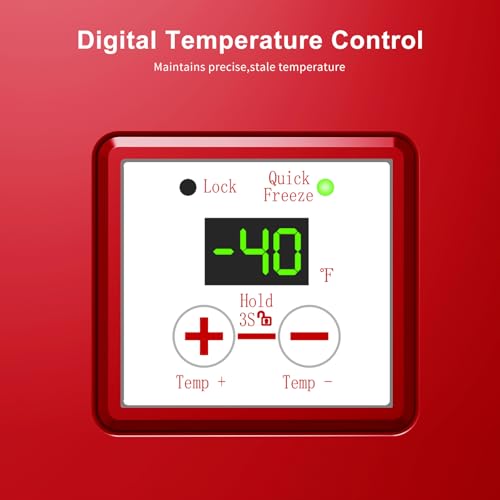 Image of Northair Chest Freezer Low temperature quick freeze 14℉ to -40℉ Compact Freezer - 2 Removable Baskets (Red, 1.8 Cubic Feet)