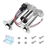 Gdnecad 12V Car Air Horn, 120 DB Super Loud Dual Electric Air Horns Replacement Kit with Compressor, Waterproof Dual Trumpets Train Horns for Cars Trucks Motorcycles SUVs Boats Speaker (Silver)