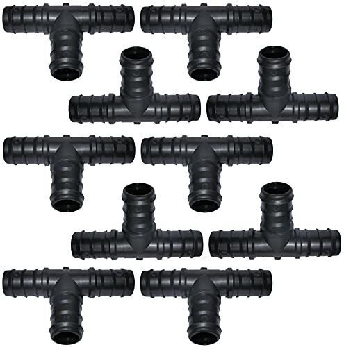 AERZETIX - C48700 - Lot de 10 Raccords/répartiteurs en ''T'' Ø25mm pour tuyau d'arrosage - jonction cannelée en ''T'' pour système d'irrigation goutte à goutte
