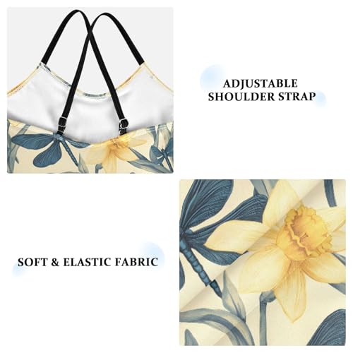 senya Girls Swimsuits One-Piece Swimwear Tie Bathing Suit Beach Summer Round Neck 9-10T Narcissus Dragonfly Pattern3