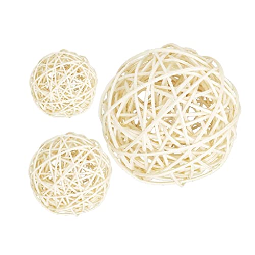 Fenteer Bolas de Ratán de Mimbre Grandes Blancas de 3 Piezas de 60-100 Mm - Bolas Decorativas para Cuencos, Relleno de Jarrones, Decoración de de Centro, 6/7/10cm
