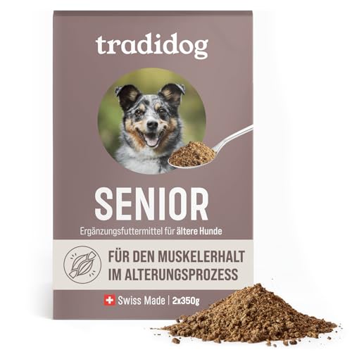 Tradidog Senior Futtertopping - Alternative zu Gelenktabletten, Gelenkpulver, Teufelskralle und Grünlippmuschel Hund - Omega 3 für Gelenk- und Knochenschutz, gegen Arthrose 2x350g, 30-60 Tage Vorrat