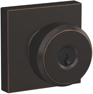 Schlage F51A BWE 716 COL Bowery Knob with Collins Trim Keyed Entry Lock, Aged Bronze