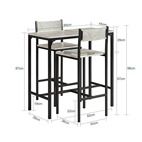 SoBuy Bar Set-1 Bar Table and 2 Stools, 3 Pieces Home Kitchen Breakfast Bar Set Furniture Dining Set OGT03-HG - Image 4