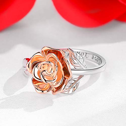 Step Forward 925 Sterling Silver Adjustable Ring for Women - Paw Rings Spoon Ring Rose Flower Promise Ring for Lady, Mother's Day Birthday Christmas Party Jewelry Gifts3