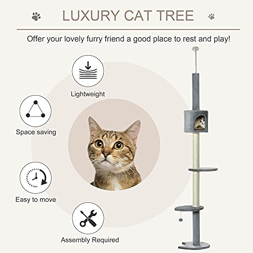 Árbol para gatos ajustable de 4 niveles gris miniatura 3