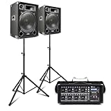 Professional PA system delivers powerful, full-range sound for weddings, church, live bands and singers. Dual 15" passive speakers and an 8-channel powered mixer let you handle events of every size. Integrated 800W mixer features Bluetooth, USB, and ...