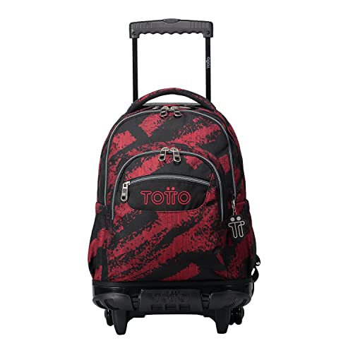 TOTTO Mochila escolar con ruedas tiza roja - Renglones TAMAÑO GRANDE