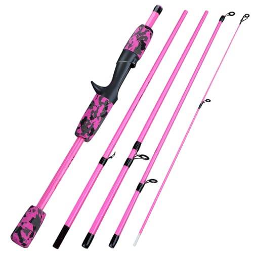 Vara de pesca Sougayilang 2PC Vara de fundição, vara de pesca leve de fibra de carbono-180cm-rosa -