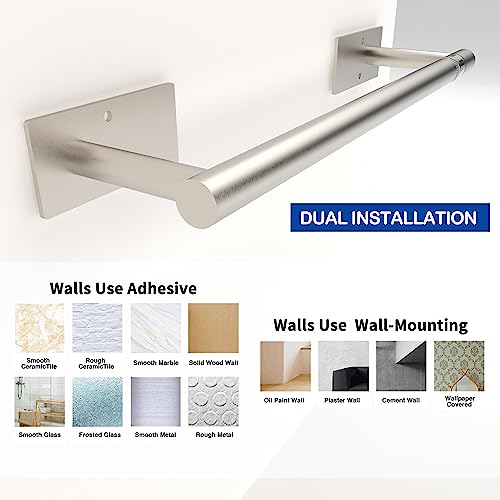 Image of RUACQ Paper Towel Holder Under Cabinet, Wall Mounted or Adhesive Stainless Steel Paper Towel Holder,Square Base Paper Towel Rack for Kitchen, RV, Bathroom (Brushed Nickel) (Pack of 2)