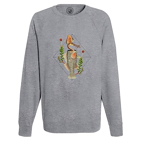 Sweat Homme Héron Poisson Collage Art imprimé en coton
