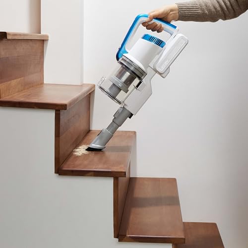 Amazon Basics Akku-Staubsauger, 2-in-1-Gerät, mit BLDC-Motor, 350 W, 0,7 l, Weiß und Blau 6