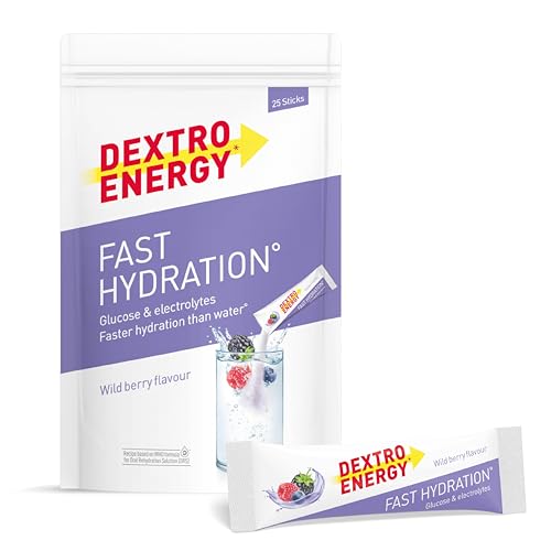 Dextro Energy Fast Hydration Wildberry - 25 Sticks - Elektrolyte Pulver Sticks mit Zink Zusatz zur optimalen Hydration für Sport und Recovery