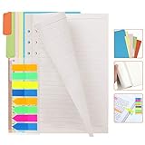 ✍【Perfektes Notizbuch-Set für A5-Nachfüllungen】: Mit A5-Nachfüllungen können Sie Ihr sofortiges Gedächtnis festhalten, Kurzgeschichten und Gedichte schreiben, Besprechungsunterlagen und Notizen aufnehmen, Fachteiler helfen, Ihre Papiere zu trennen, farbige Registerkarten, um wichtige Informationen zu kennzeichnen 20 cm erreichen. Sie können es als Tagebuchseite, Entwurf oder Notizbuch verwenden, wie Sie möchten, als Notizbuch für Binder Insert Planner und ideal für Schüler, Lehrer, Angestellte,