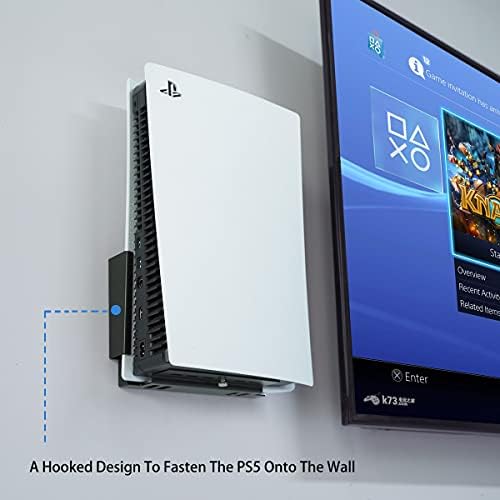 Monzlteck Wall Mount for PS5 Original(Disc and Digital),All Metal Vertical Hanging on Wall, Space Saver, Easy to Install(Black) - 3