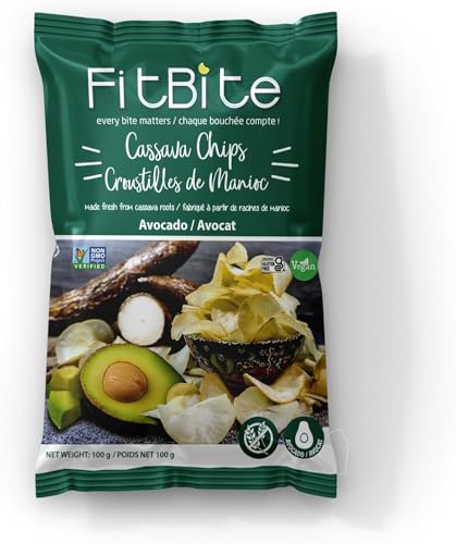 FitBite Cassava Chips Avocado Flavour, Plant Based, Vegan, Non-GMO, Low Sugar, 0 Trans Fat - 100g