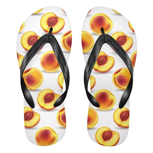 Peach Fruit White Flip Flops for Beach Thong Sandals Anti-slip Lightweight Shower Shoes for Travel Summer Outdoor