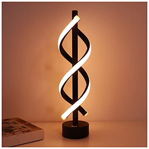 Spiral LED Table Lamp Touch Control Bedside Lamp Adjustable Brightness Modern Black Desk Lamp for Bedroom Living Room Lounge Room Lighting Design,Warm Light