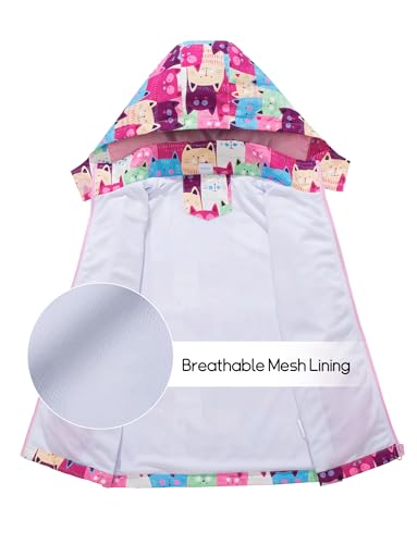 Boys Girls Waterproof Jackets Full Zip Hooded Windbreaker Cartoon Printed Rain Jacket Outerwear 3-10 Years2