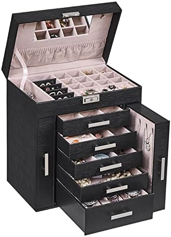 ANWBROAD Jewellery Box for Women 6-Tier and 2 Necklace Drawers jewellery boxes & organizers Large jewellery storage for Necklaces Rings Earrings Watches All stuff JJB008B