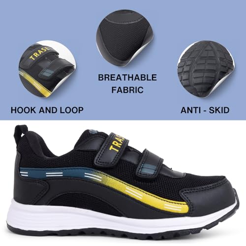 Image of TRASE Sports Shoes for Kids | Running Shoes for Boys & Girls with Hook & Loop | Anti-Skid Comfortable Lightweight Footwear with Breathable Fabric