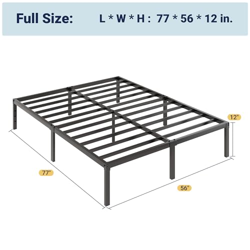 Image of Allewie Full Size Bed Frame, 12 Inch Metal Platform Beds with Storage Space, No Box Spring Required and Easy Assembly, Black