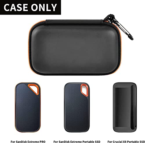 Hard Case Compatible With Sandisk Extreme Pro/For Sandisk 500Gb 1Tb 2Tb 4Tb Portable External Ssd. Carrying Travel Holder For Crucial X8 External Solid State Drive (Box Only)-Orange Zipper #TOP1