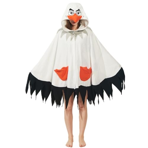 YUTCOTC Unisex Seagull Costume Hooded Cape Seagull Cosplay Hooded Christmas Costumes Party Cape