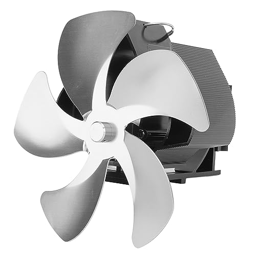 Naroote Ventilador para Chimenea de Tubo, Ventilador de Estufa Térmica para Calentamiento Eficiente y Ecológico en Aleación de Aluminio para Estufa de Madera (SILVER)