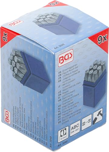 BGS 3040 Chiffres à frapper 12 mm pour marquage de numéros de série