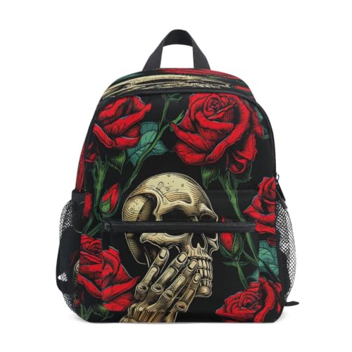 Cartable pour âgés de 3 à 8 ans rose et doré style skull