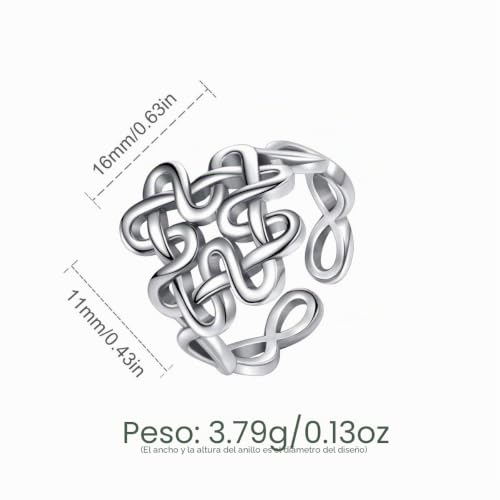 Anillo de plata de ley 925 abierto tipo pulgar para looks boho chic diarios 4