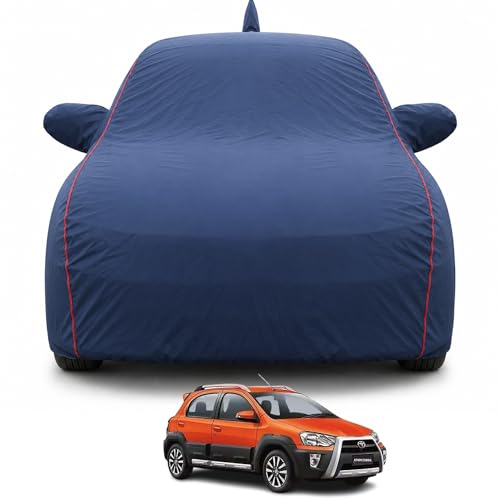 Image of Premium Car Cover for Toyota Etios Cross | 100% Waterproof, Dustproof & UV Protection Full Body Cover | Mirror & Antenna Pocket | Soft Inner Lining, Triple Stitched, Belt & Buckle (Navy Blue)