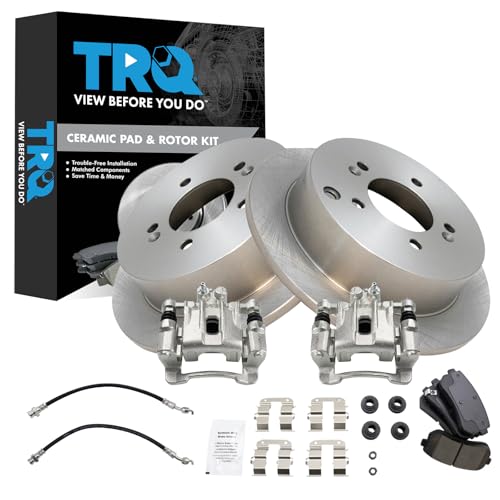 Image of TRQ Rear Brake Pad & Rotor Kit Ceramic Compatible with 2010-2015 Hyundai Tucson 2011-2016 Kia Sportage