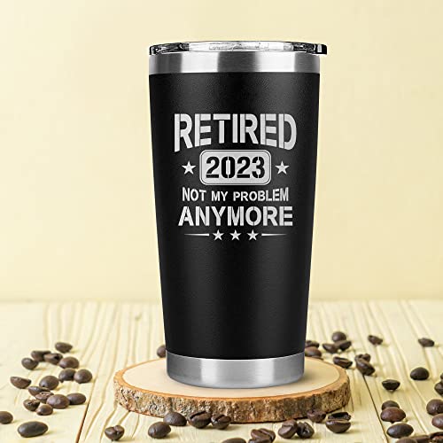 Retirement Gifts For Men, Women, Teacher, Coworkers 2023 - Farewell, Coworker Leaving, Happy Retirement Gifts, Humorous Retirement Gifts Idea, Funny Retired Gifts For Men 20Oz Coffee Tumbler (Black) #TOP2