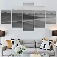 SIGNWIN 5 Panel Canvas Wall Art Dramatic Forest Landscape Living Room Orange Photography Rustic for Home Decorations Ready to Hang - 60