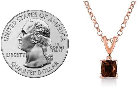 Le Vian 3/4 Carat Brown Smoky Quartz Square Pendant Necklace for Women I 14k Rose Gold Plated 925 Sterling Silver Pendant for Her I 18 Inch Chain Necklace with Spring Ring Clasp I Cushion Cut Gemstone - Image 5