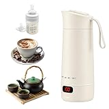 Wxeadu 4 in 1 Reisewasserkocher Klein, 400ML Mini Elektrische Wassertasse 4 Temperatur, Kleiner Tragbarer Wasserkocher Automatische Abschaltung, Kleiner Wasserkocher für Kaffee Milch Tee