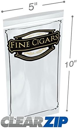 5" x 10" 2 mil Reclosable Zipper Bags Pre-printed "Fine Cigars", Case of 1000