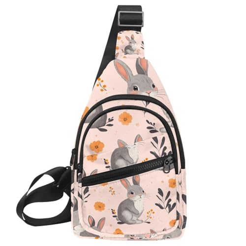 Sac à dos en bandoulière avec motif lapin et fleur multicolore