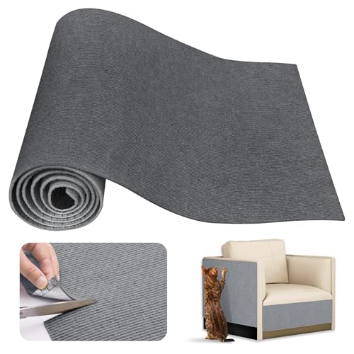 Alfombra Rascador para Gatos, 200x40cm Protector Sofa Gatos Arañazo, Autoadhesivo Tapete para Rascar Gatos, Protege Pared y Sofás Muebles (Gris Oscuro)