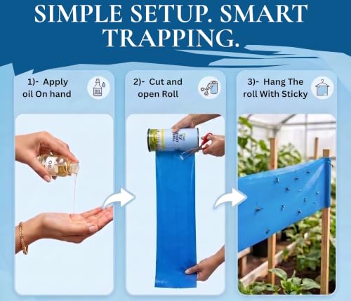 Image of Chipku Blue Sticky Fly Roll 30cm x 100m | Flying Insect Control | Non-Toxic & Odourless | Easy to use | Indoor & Outdoor Use for Farm, Poultry & Home Garden