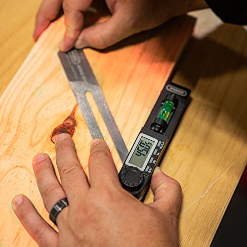 General Tools Angle-Izer T-Bevel Gauge & Protractor With Bubble #928 - Digital Angle Finder With Full Lcd Display & 8" Stainless Steel Blade Level, Black #TOP2