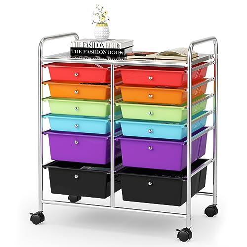 Giantex KZ89833 Bunter Badrollwagen mit 12 Schubladen