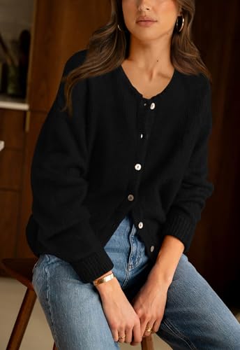 Image of PRETTYGARDEN Long Sleeve Crewneck Button Down Womens Sweaters Spring Open Front Chunky Cardigan Sweaters for Women 2026