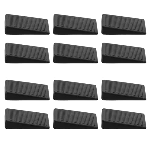 WOONEKY 12 Piezas Almohadillas Niveladoras para Patas de Muebles 12 Unidades Grandes Negras, Cuñas de Plástico para Nivelar Mesas, Sillas y Armarios en Suelos Irregulares, Estabilizadores